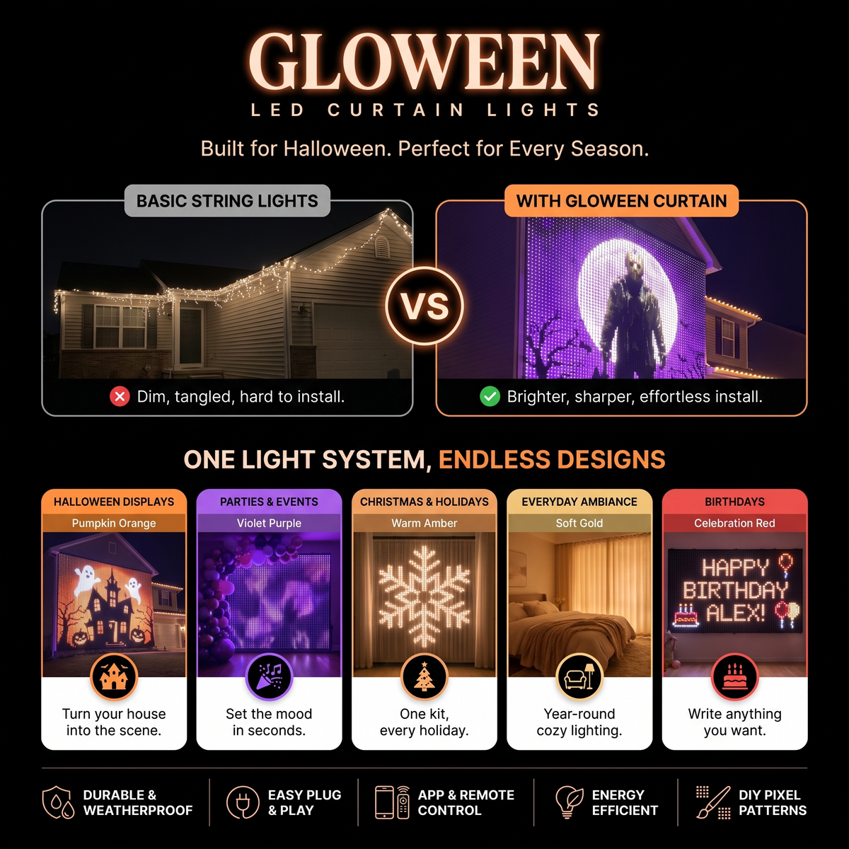 GLOWEEN™ Smart Curtain LED